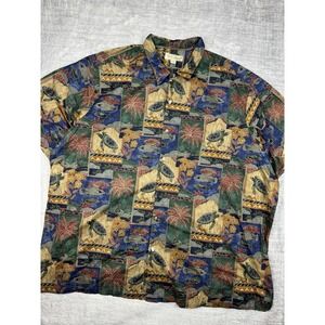 Tori Richard Shirt Mens 5XB Vtg Hawaiian Camp Cotton Lawn Turtle Geometric